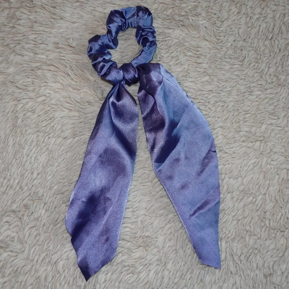 Blue Satin Scrunchie with Tail, Like New